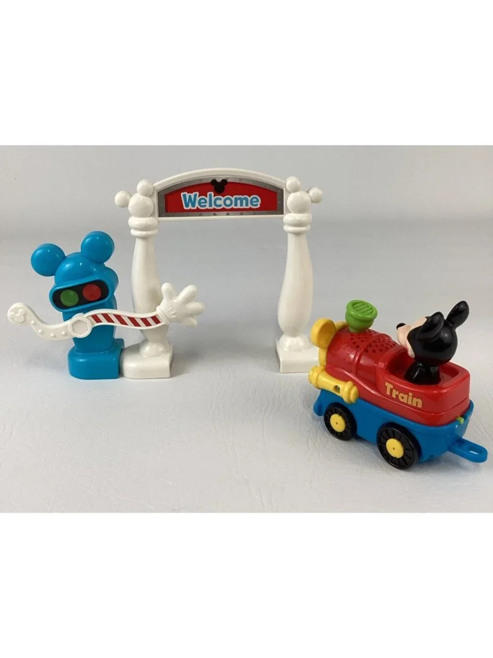 VTech Go Go Smart Wheels Disney Mickey Mouse Train Sign Crossing Bar Bundle
